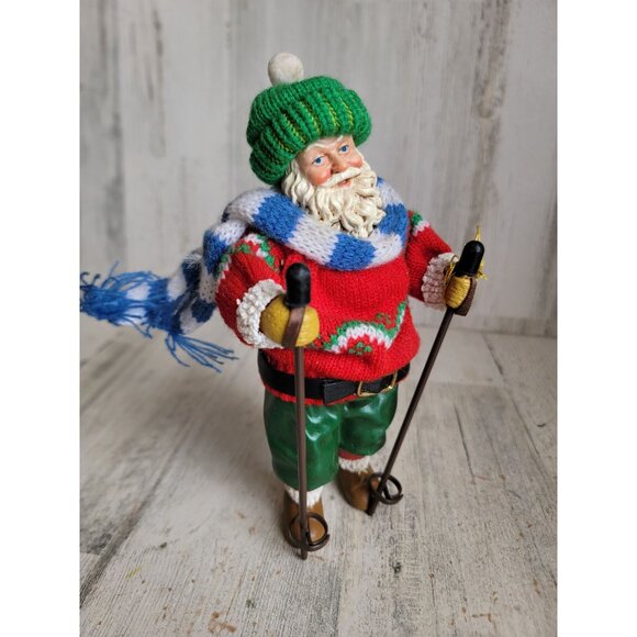 Clothtique possible dreams ski Santa Claus hike ornament Xmas vintage - Picture 1 of 7